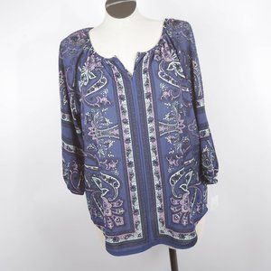 Signature Studio Plus 1x Blue Paisley Blouse NWT